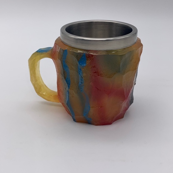 Mineral Crystal Flint Stones Style Stainless Steel Colorful 6 Oz Coffee Mug - Picture 1 of 7